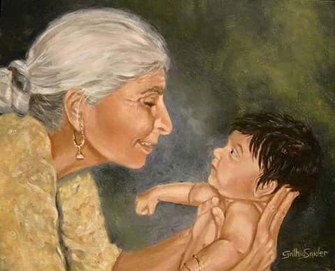 Abuela saludando a su nieto